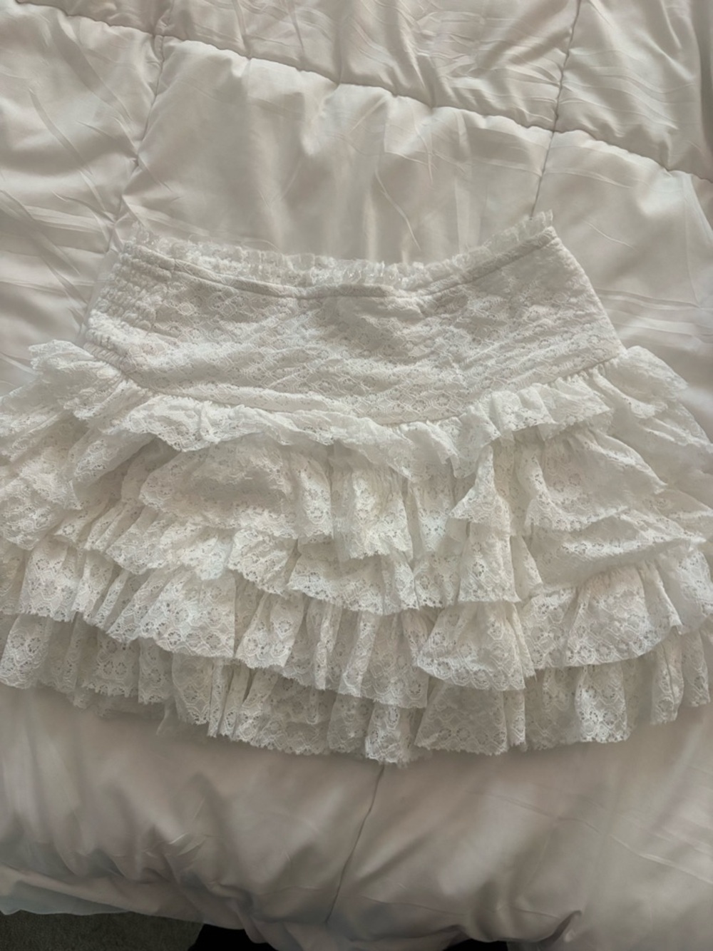 American Eagle Outfitters White Lace Ruffle Mini Skirt